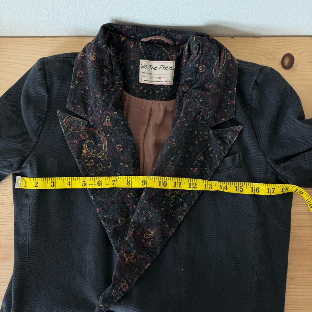 Free People We the Free Printed Collar Black Reid Smoking Jacket Blazer XS - Picture 13 of 17